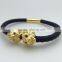 Lion Head Bracelet Fashion Gemstone Bead Gold Lion Head python Bracelet