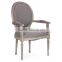 Luxury French Style Upholstered Wooden Dining Chair with armrest