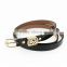 2015 new girls thin fashion pu ladies belt with black leather and gold buckles in Yiwu