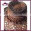 Chocolate 100% straw cowboy hat with blue beads