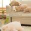 lovely cartoon stripe cloth lying beige brown polar bear plush toy doll sleeping cushion pillow