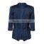 beautiful beaded high quality blue denim long women jeans jackets JXQ505