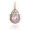 2016 Alibaba big oval shape cubic zircon pendant necklace multi color solitaire accents jewelry