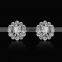 Rellecona Fashion Jewelry Flower Shape Stud Earring Inlaid CZ Gemstone in 18k White Gold Plated