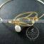 65mm diameter one end open 14K light gold,silver butterfly wing fresh water pearl charm wiring fashion bangle bracelet 6490056