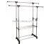 Double Rail Adjustable Portable Clothes Hanger Garment Rack Premium Heavy Duty