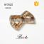 Wholesale gold metal shoe buckle bow shape shoes accessories with rhinestones