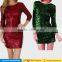 2017 sexy round neck long sleeve slim bodycon shinny bling winter party night prom sequin mini dresses for women lady