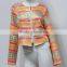 Bulk wholesale round neck jacquard women jacket with gold metal