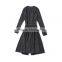 Women deep v-neck sexy nighty dress korean office dress casual one piece dress xxl black