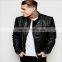 2016 Men's Leather Biker Jacket With Stud Details In Black
