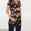 Black Tulip Print Wrap Maternity Top Clothes Cheap