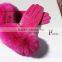 New 2017 Hot Pink Winter Women Warm Gloves High Quality Dermis Genuine Leather Fox Fur Gloves New Year Gift