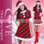 warm red plaid girls wholesale costume of Christmas dress