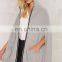 Cool Gray Front Zip Closure And Pockets Poncho Jacket
