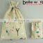 Customized size stars printing gift fabric drawstring jute bag