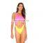Hot sale midriff-baring colorful bathing suit high cut woman swimwear