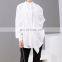 Elegant O Neck Long Sleeve Irregular Hem Ruffle Scarf Shirts For Women