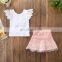 Baby Girl outfit Kids white tops + pink skirt 2pcs Set Summer Boutique cloth for 1-6T