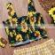 Girl Summer Clothing Set Sunflower Print Kids Sleeveless Strap & Plaid Skirt & Hair Band Outfits for 1-5Y