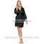 Fashion women lace-purfle black satin robe 2016 hot sell