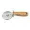 New Arrival Pastry Bread Slicer Dough Round Roller Wheel Handle Wooden Pizza Cutter