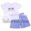 American Flags Hand Smocked Boy Short Outfit