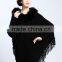 2015 Europe and United States new upmarket collars printing long tassels knitting cape coat female