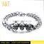 pure silver red corundum power skull bracelets silver/rose gold/gold bracelet