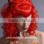 Cheap synthetic Red cosplay wig, Holloween Festival party wig with Horn