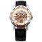 Rose Gold Steampunk Transparent Skeleton Roman Numerals Men's Mechanical Watch