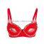 Gold Stud Rivet Spike /Wings Red Steampunk Bralette Top Sexy Club Bra Push Up Exotic Bras For Women Underwear Dancewear Lingerie