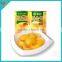 Canned peach in tin with brand