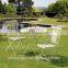 Vintage Cream color brush burgandy wrought iron bistro set