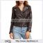 Wholesale Customized Ladies Apparel Black Long Sleeve Lapel Zipper PU Leather Jackets