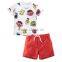 2017 wholesale boys cartoon print t shirt with shorts suit