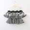 Wholesale children clothing usa girls white and black strip blouse design patterns back neck