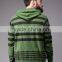 Green Black Striped Hooded Sweatshirt Custom Wholesale Long Sleeves Kangaroo Pocket Ribbed Hem Sweater 60% Cotton 40% Polyester