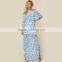 Peony blue floral mumu dresses 2018 womans off shoulder maxi dress