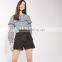 Big discounts special design A-line tie waist black shorts womens