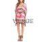 2015 New Design Hot in Summer Plunging Neckline Floral Printed Dress