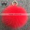 Latest pompom ball real fox fur balls keychain