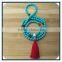 Factory wholesale price natural Turquoise mala beads necklace with hot pink cotton tassel