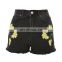 Manufacturer China Black Embroidery Custom Jeans Women Shorts