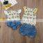 Lace fly sleeve floral tops shorts big sister little sister summer outfits infant romper sets baby girls matching clothes