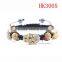 Fashion punk rock crystal jewelry golden rhinestone skull bracelet