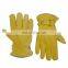 HANDLANDY Winter Deerskin Insulated Heavy Duty Lined Driver Sheepskin Driving Yellow Split Men Cheap Leather Gloves