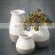 Small Rustic Home Decor Great for Centerpieces Kitchen Office or Living Room White and Gray Ceramic Vase Set of 3