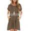 Manufacturers wholesale Women's Solid Printed short sleeve off-the-shoulder fashion dress for women