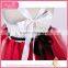 Slim And Graceful rose Red high cotton yarn waist skirts fluffy voile girl's dress children frocks designs